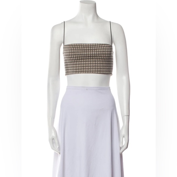 Reformation plaid print square neckline crop top size XS - Picture 1 of 9
